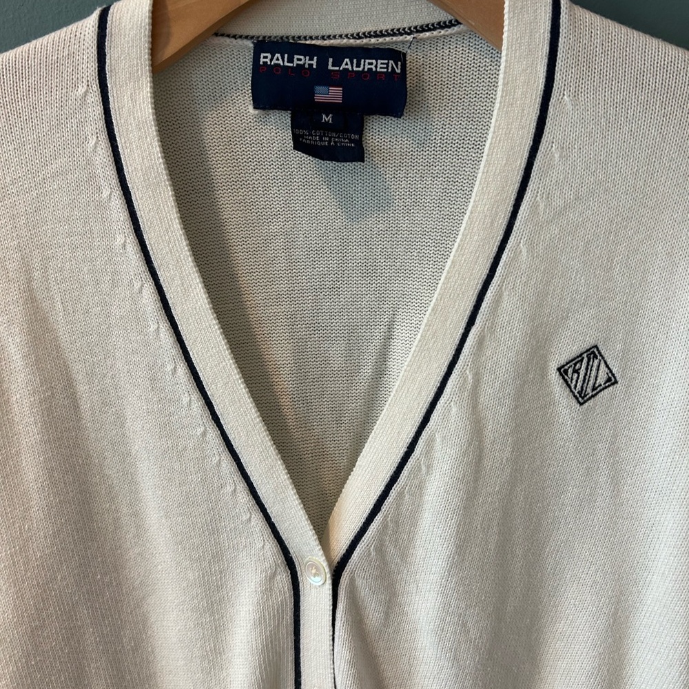 Ralph Lauren Cream Cardigan with Piping READ - Picture 2 of 12